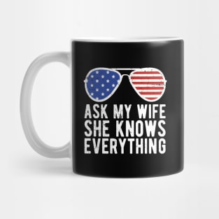 Mens Ask My Wife She Knows Everything Funny Vintage Husband Mug